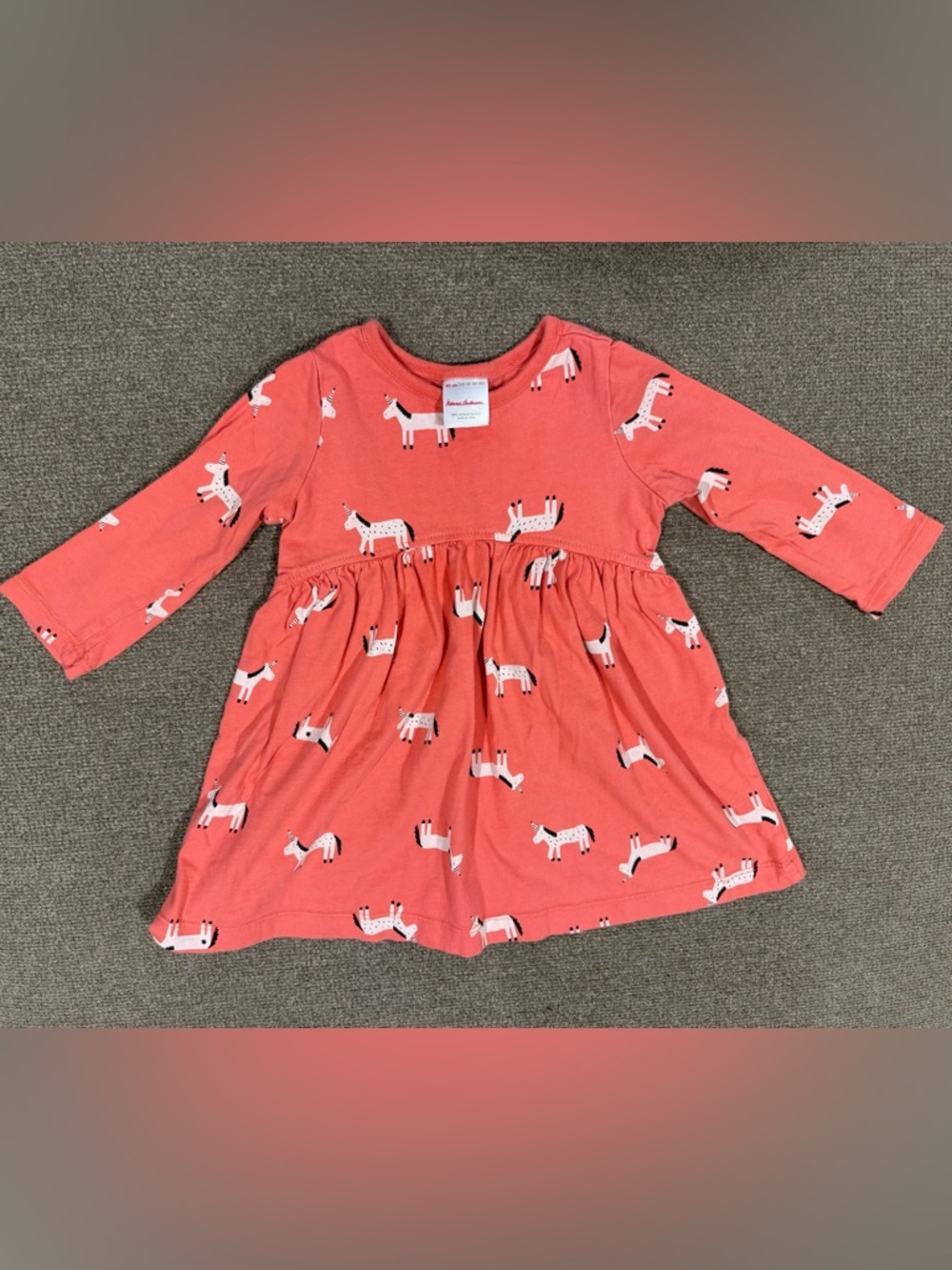 Hanna Andersson Coral Unicorn Print Hopscotch Dress